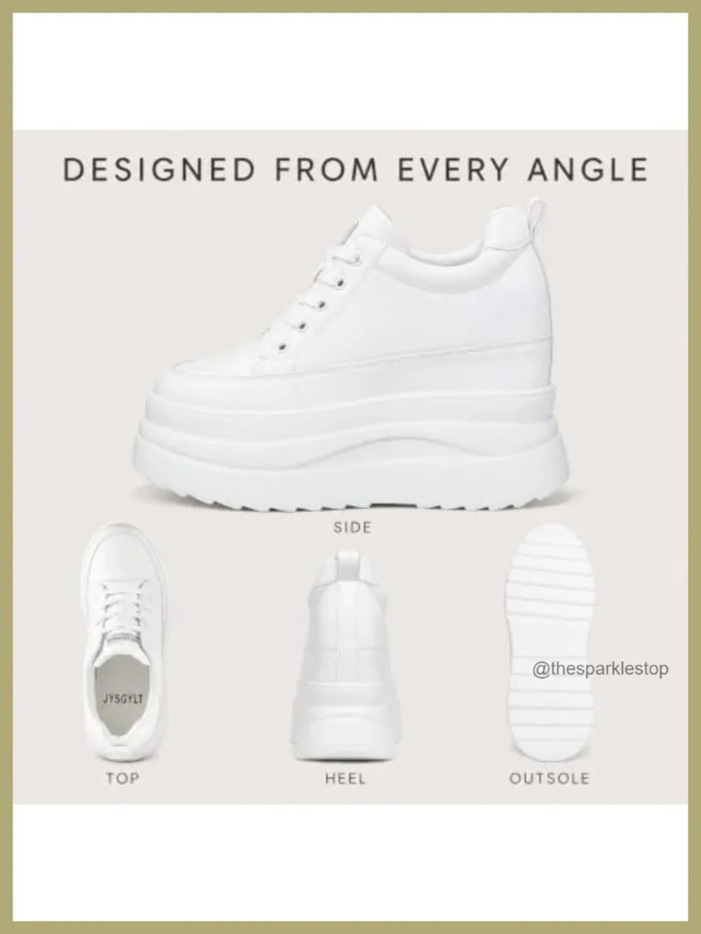 Women's 5 Inch Chunky Platform Sneakers with Hidden Wedge Heel, Leather